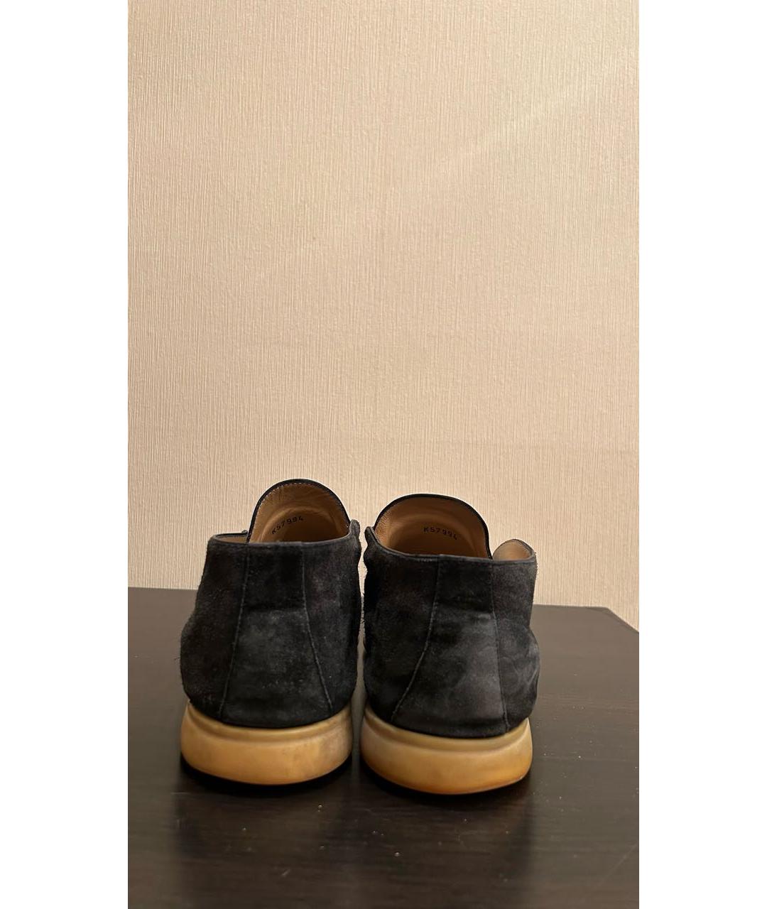 LORO PIANA Антрацитовые замшевые низкие ботинки, фото 4