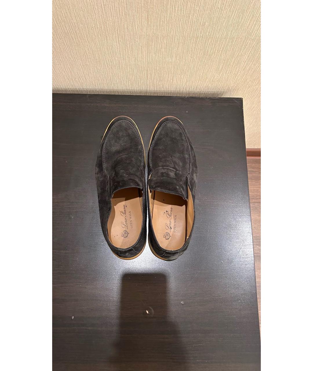 LORO PIANA Антрацитовые замшевые низкие ботинки, фото 3