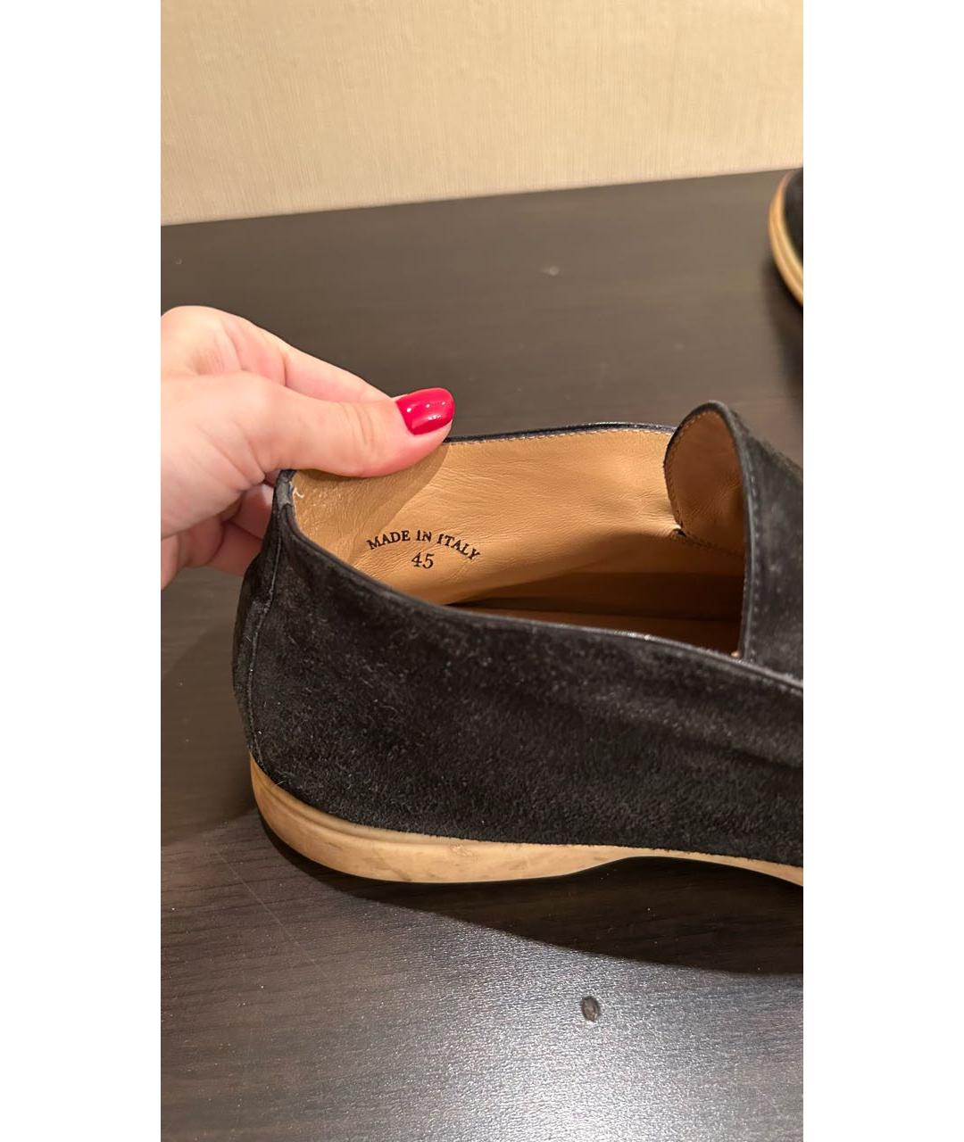 LORO PIANA Антрацитовые замшевые низкие ботинки, фото 6
