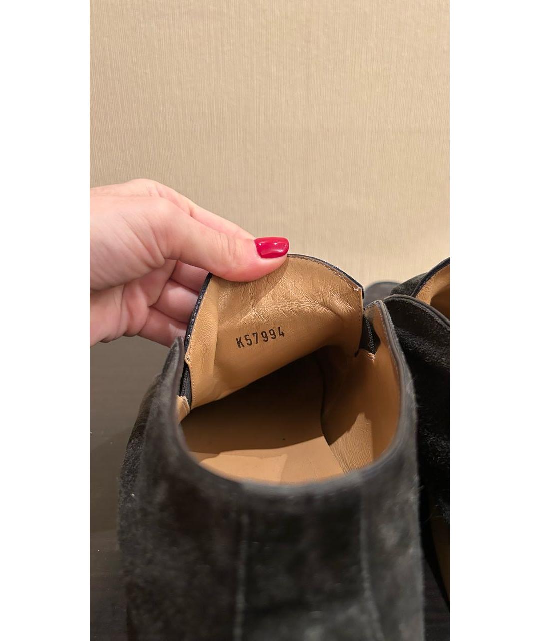 LORO PIANA Антрацитовые замшевые низкие ботинки, фото 5