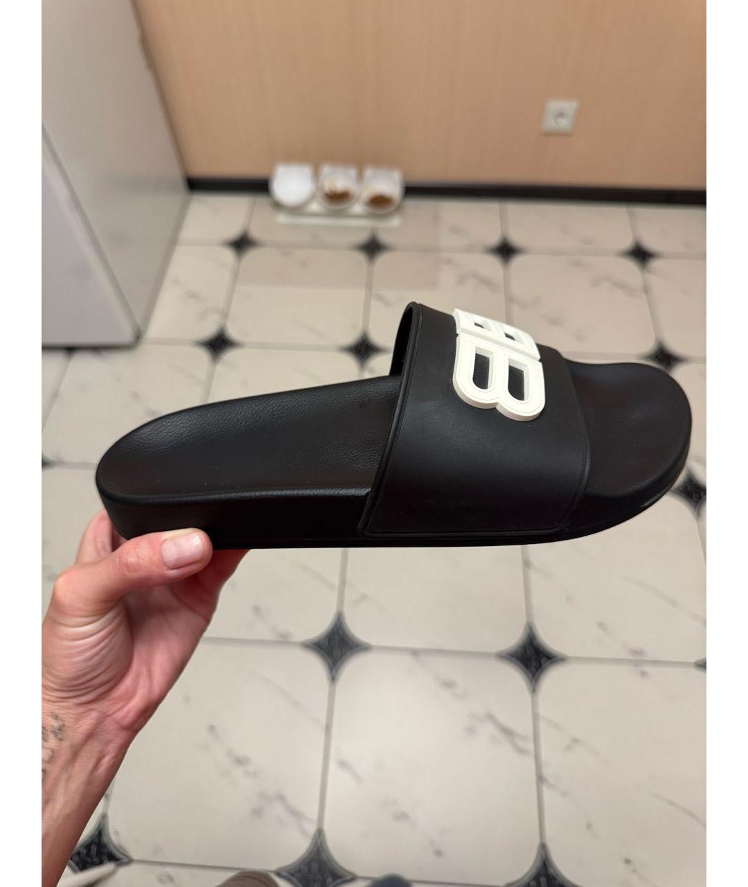 BALENCIAGA Черные текстильные шлепанцы, фото 5