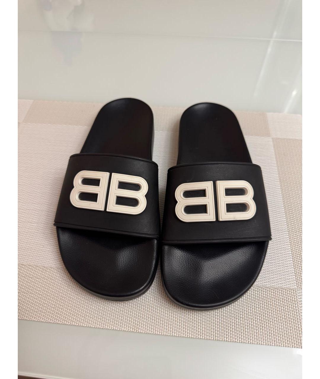 BALENCIAGA Черные текстильные шлепанцы, фото 2