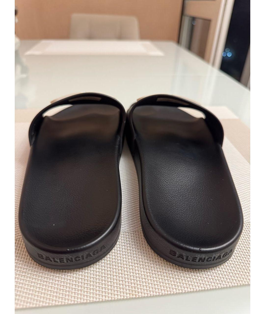 BALENCIAGA Черные текстильные шлепанцы, фото 4