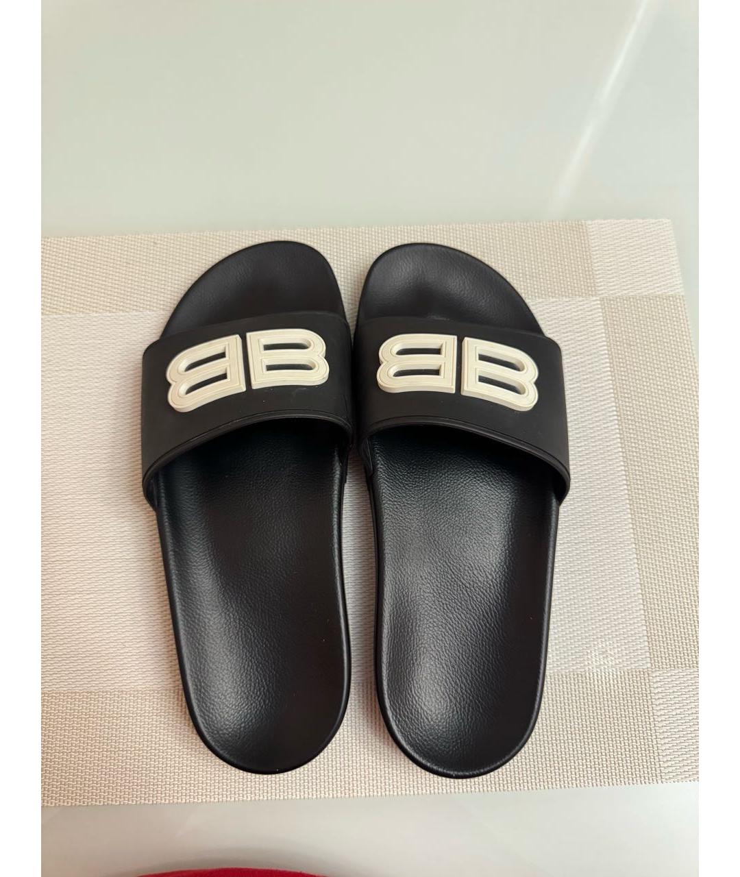 BALENCIAGA Черные текстильные шлепанцы, фото 3