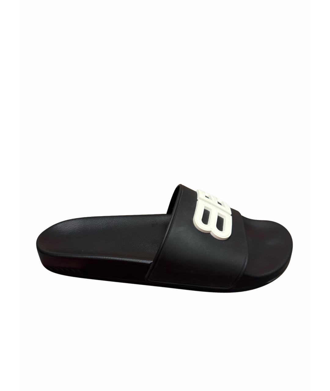 BALENCIAGA Черные текстильные шлепанцы, фото 1