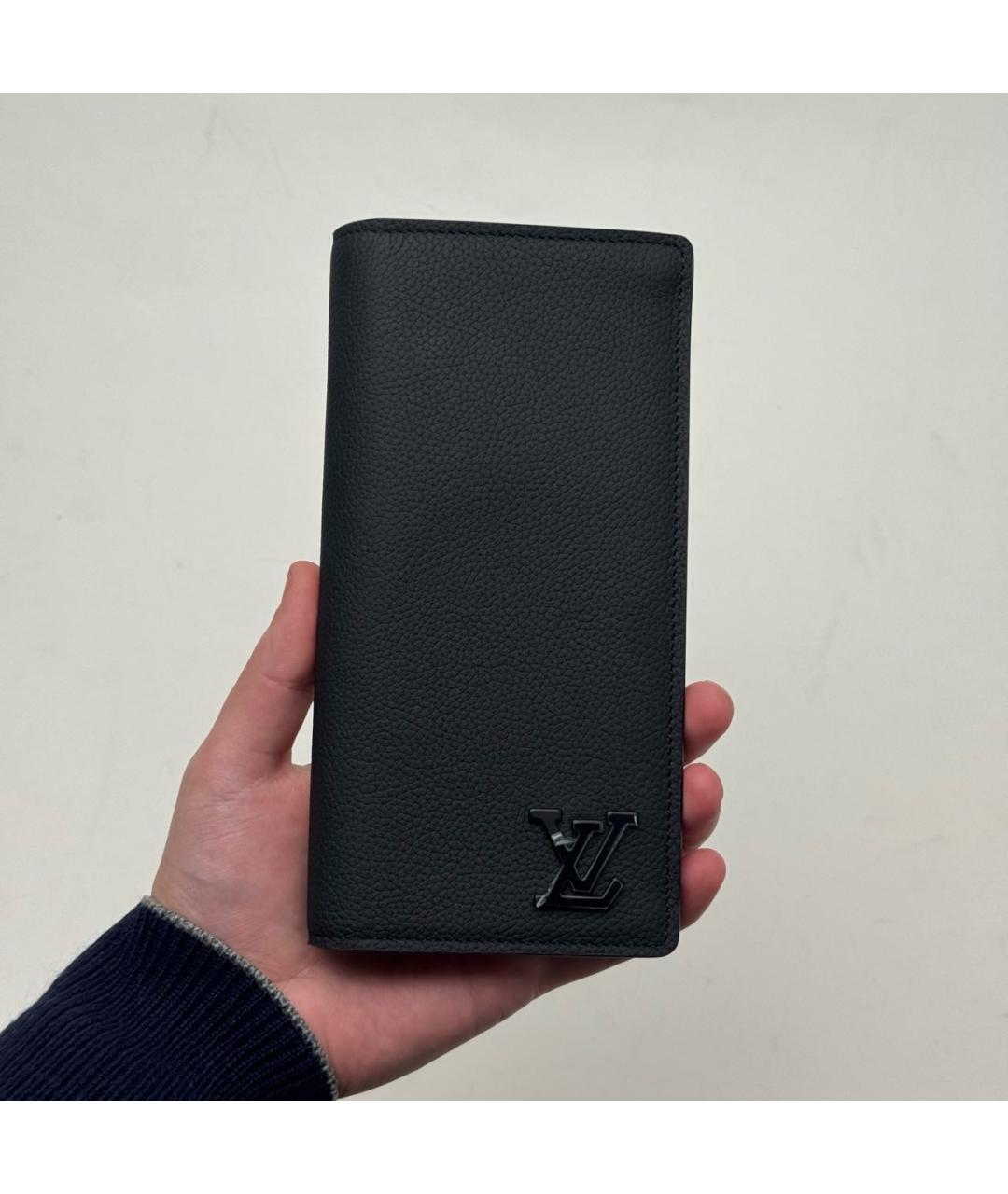 LOUIS VUITTON Черный кожаный кошелек, фото 9