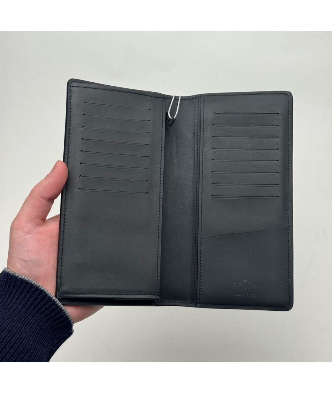 LOUIS VUITTON Черный кожаный кошелек, фото 8