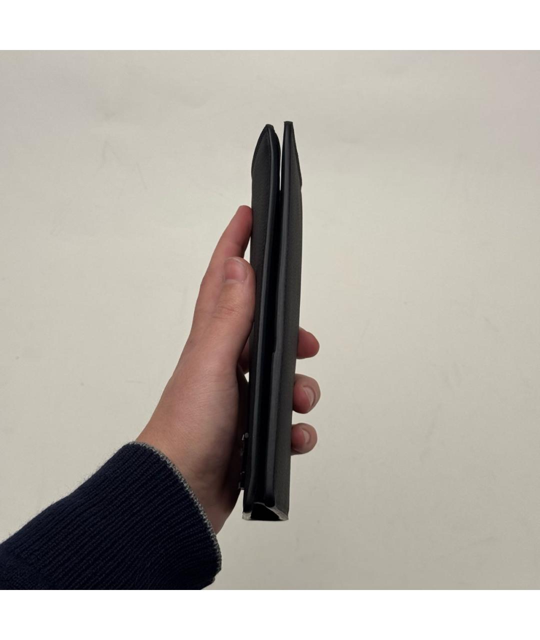 LOUIS VUITTON Черный кожаный кошелек, фото 5