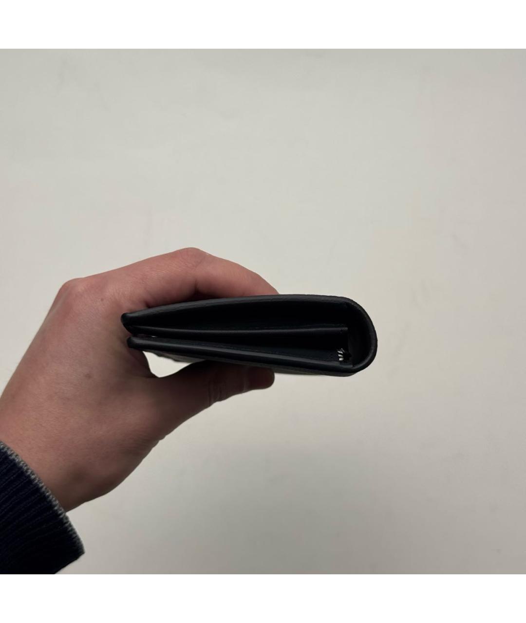 LOUIS VUITTON Черный кожаный кошелек, фото 3