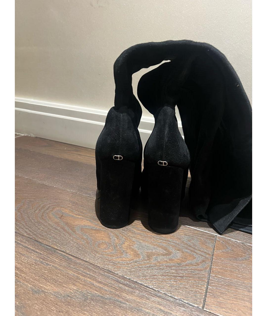 CHRISTIAN DIOR Черные замшевые ботфорты, фото 4