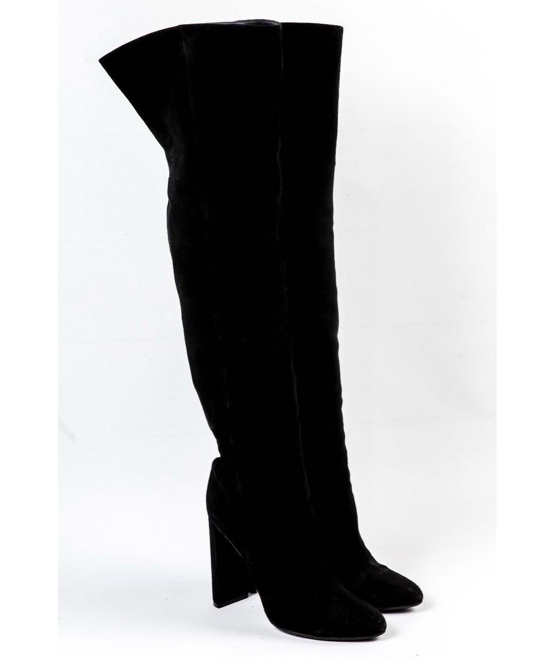 CHRISTIAN DIOR Черные замшевые ботфорты, фото 5