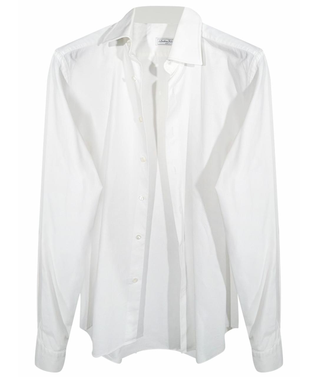 FERRAGAMO Белая хлопковая классическая рубашка, фото 1