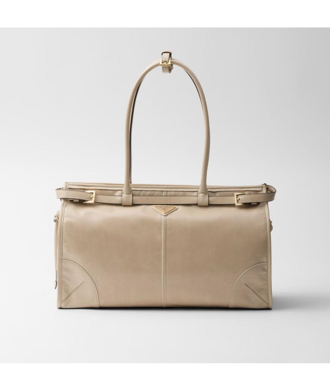 PRADA Бежевая кожаная сумка через плечо, фото 5