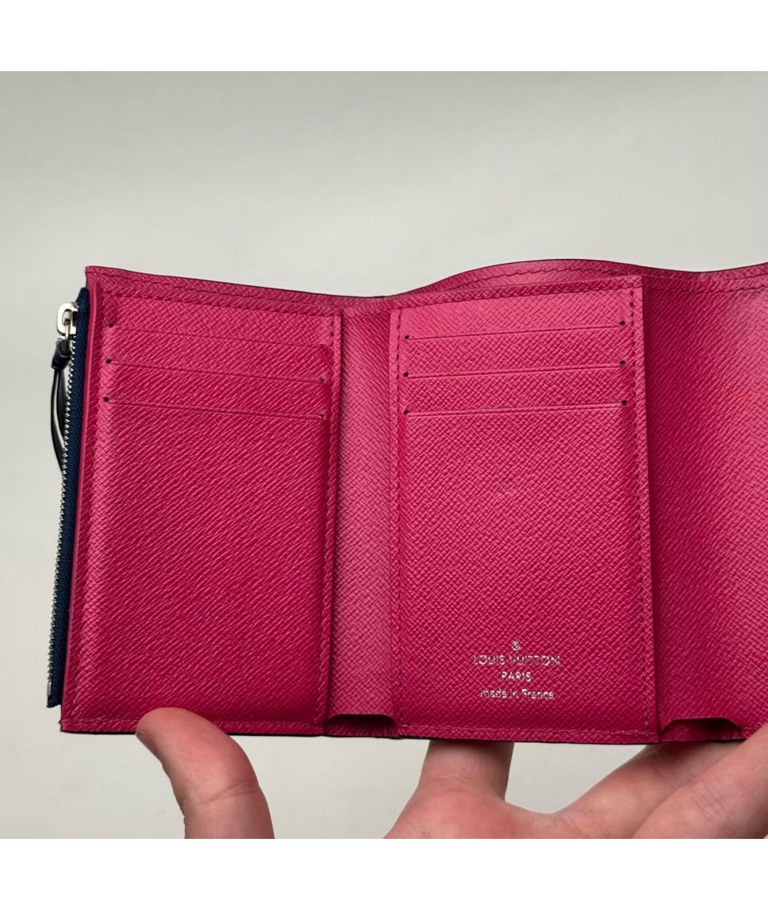 LOUIS VUITTON Темно-синий кожаный кошелек, фото 8