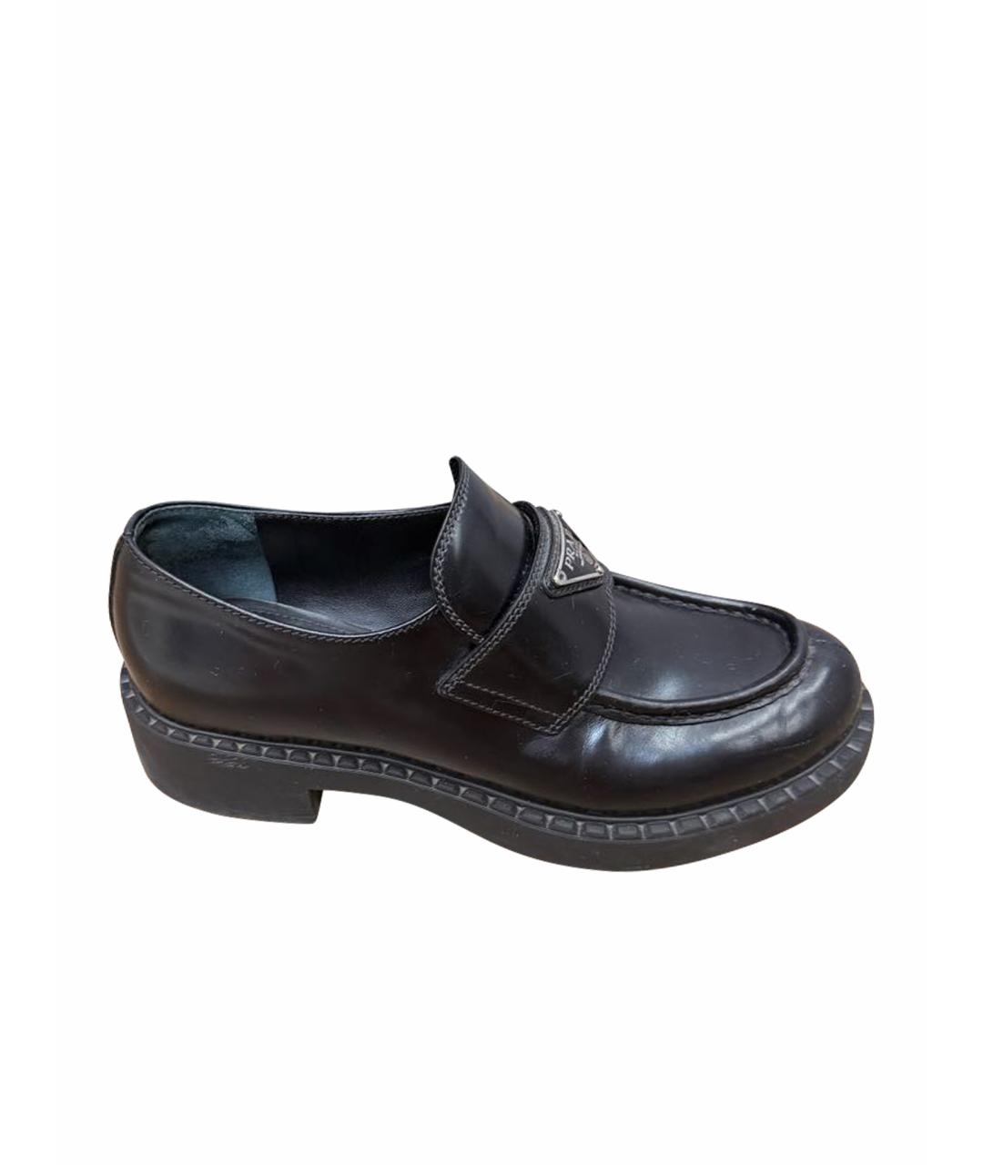 PRADA Черные кожаные лоферы, фото 1