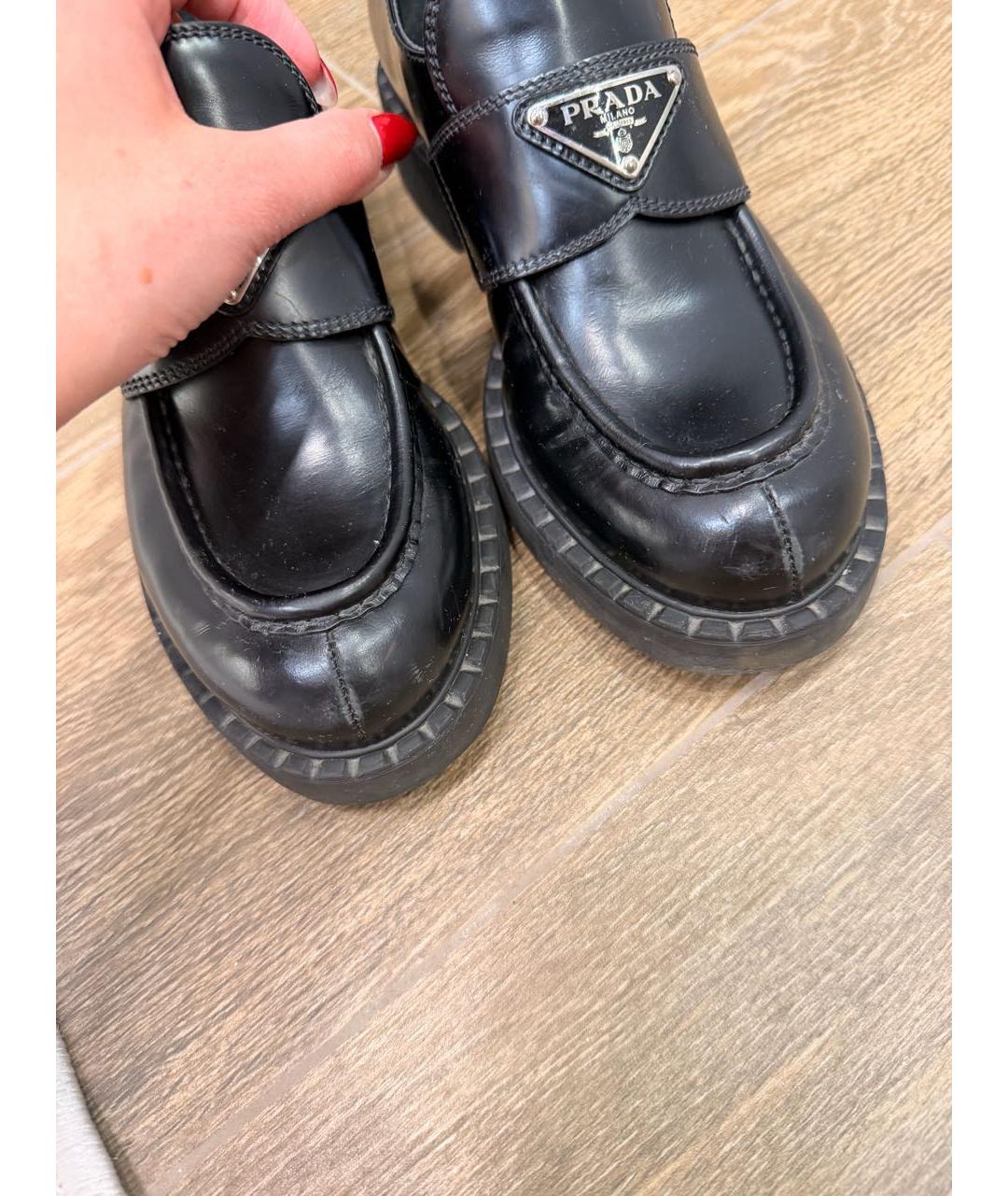 PRADA Черные кожаные лоферы, фото 4