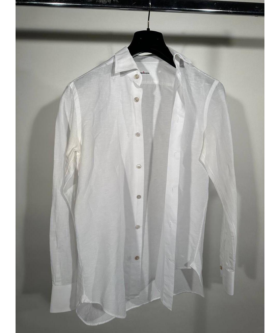 KITON Белая льняная классическая рубашка, фото 2