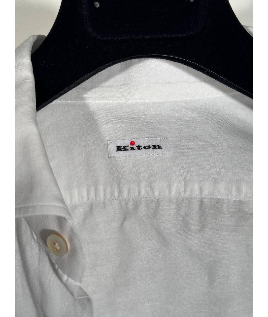 KITON Белая льняная классическая рубашка, фото 3