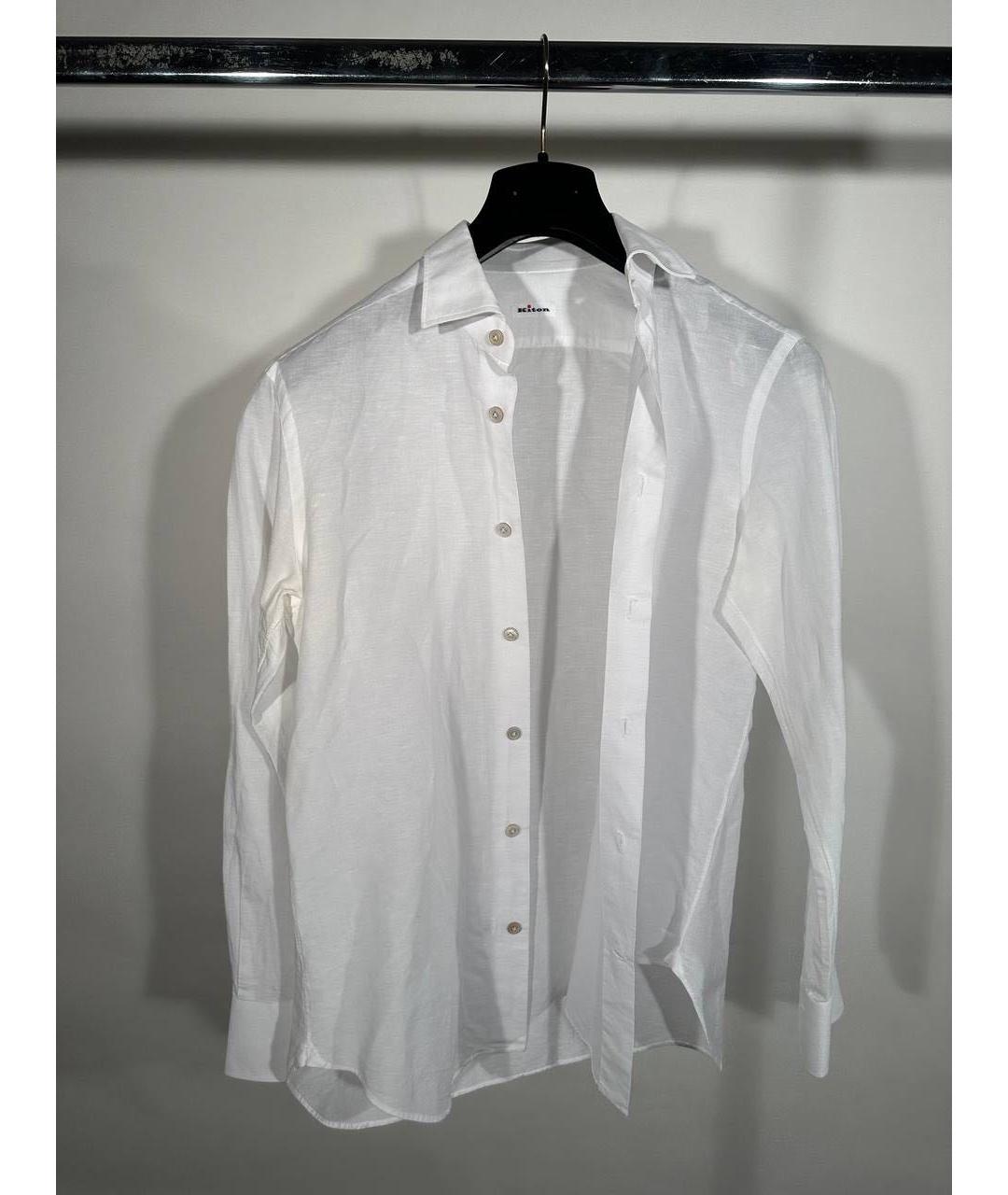 KITON Белая льняная классическая рубашка, фото 4