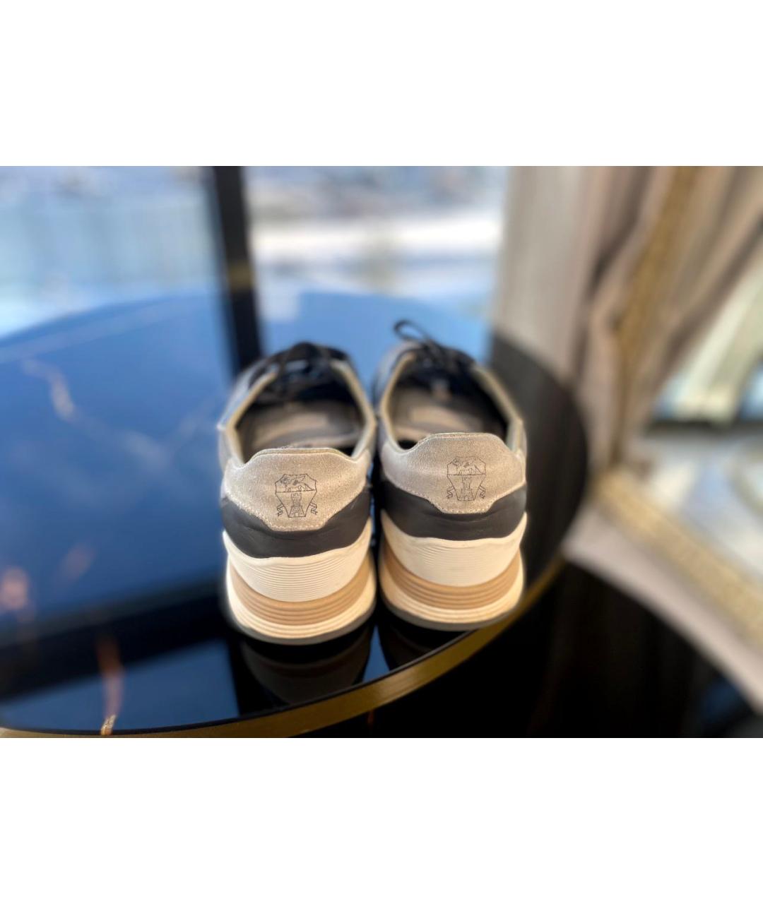 BRUNELLO CUCINELLI Серые текстильные низкие кроссовки / кеды, фото 4