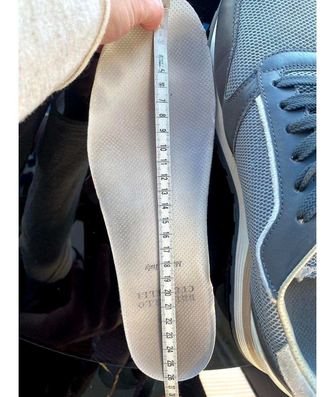 BRUNELLO CUCINELLI Серые текстильные низкие кроссовки / кеды, фото 7