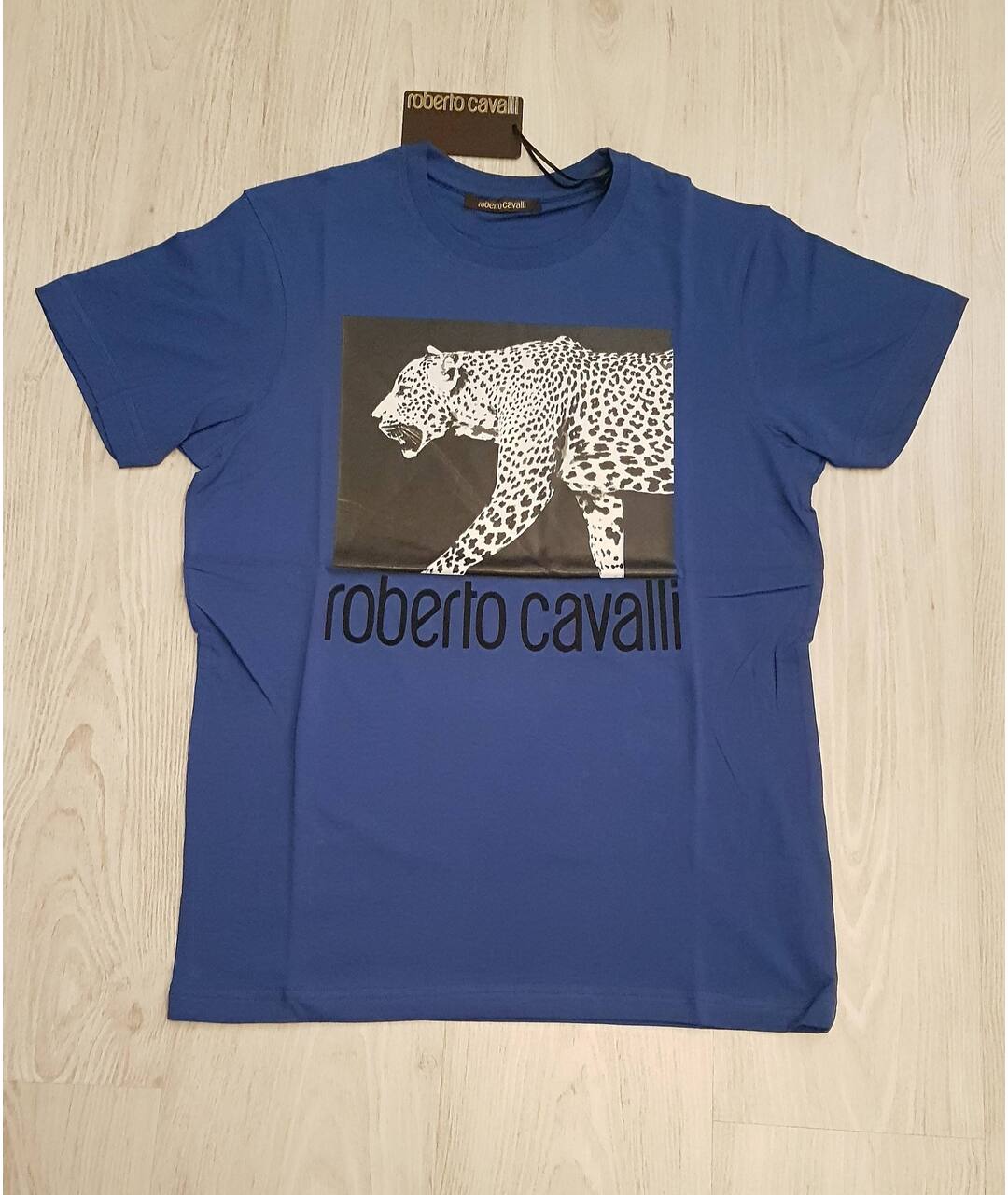 ROBERTO CAVALLI Синяя хлопковая футболка, фото 6