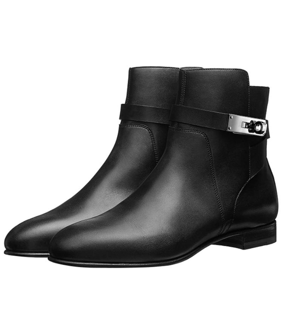 HERMES Черные кожаные полусапоги, фото 3