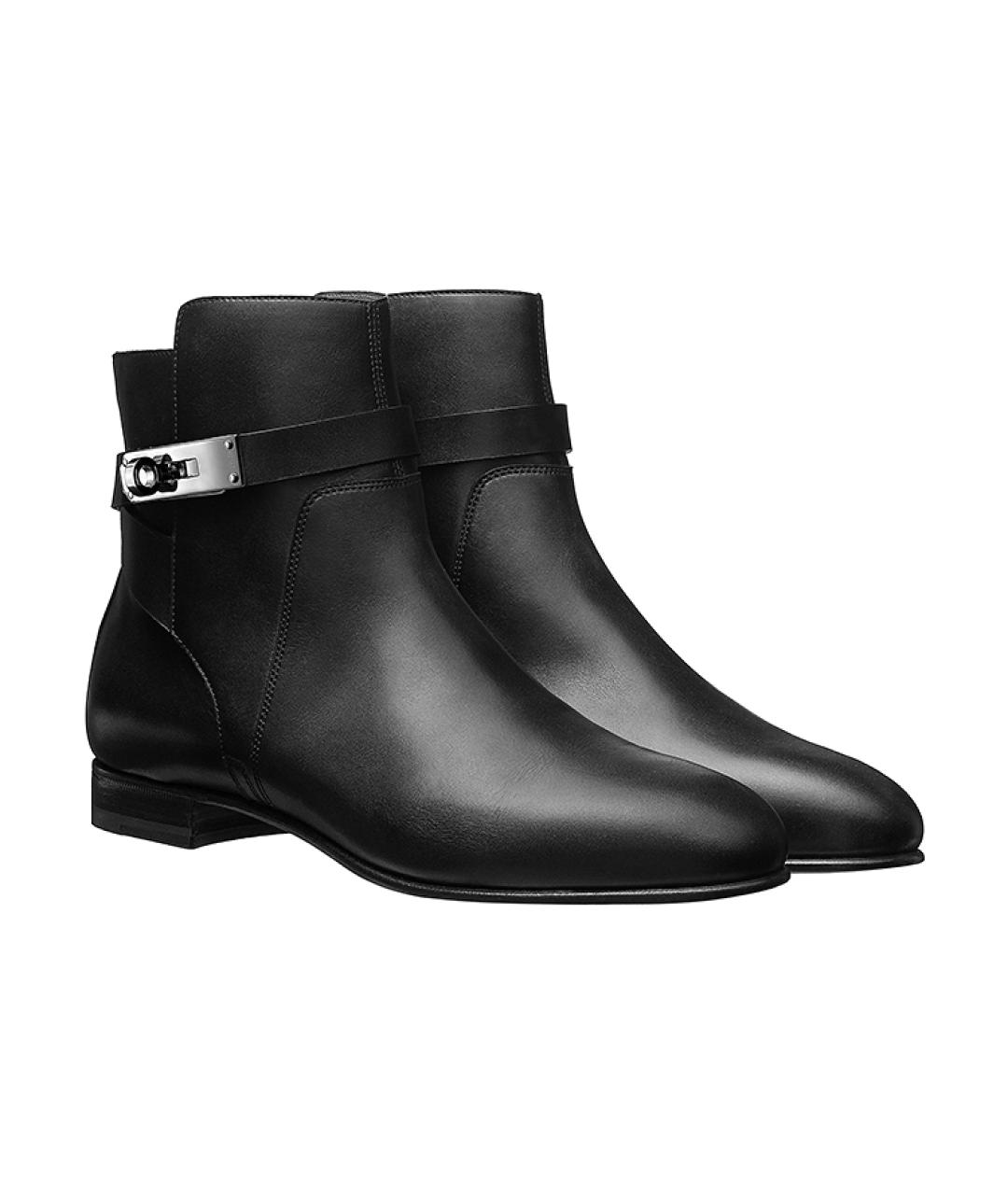 HERMES Черные кожаные полусапоги, фото 4