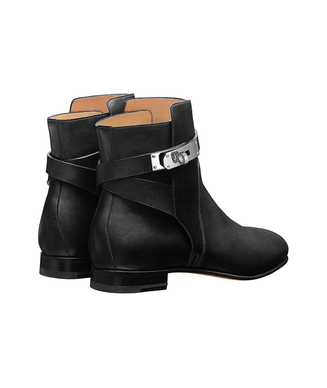 HERMES Черные кожаные полусапоги, фото 5