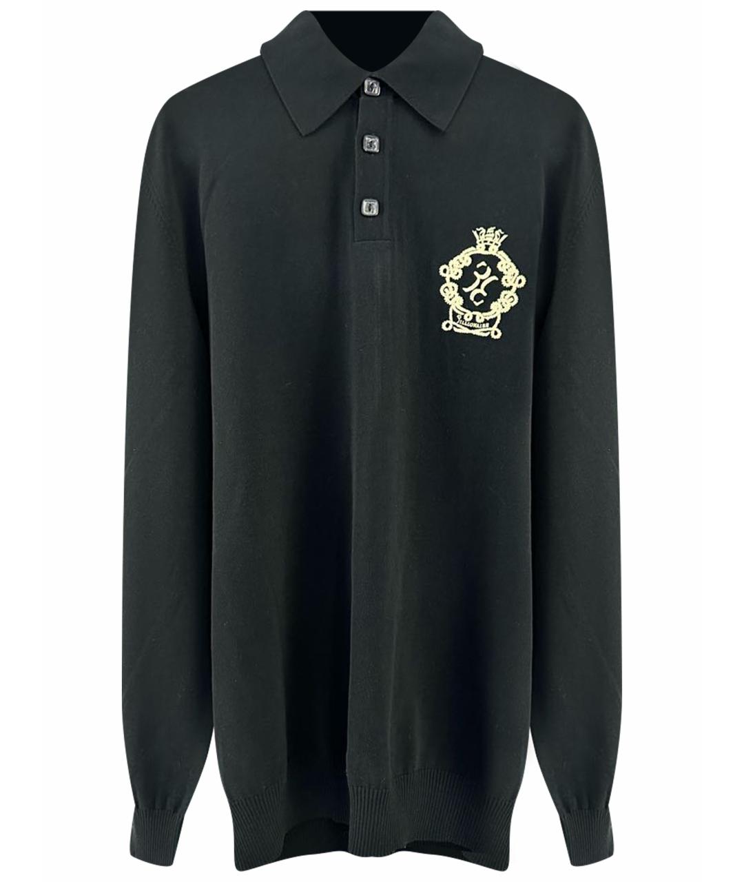 BILLIONAIRE Черное хлопковое поло с длинным рукавом, фото 1