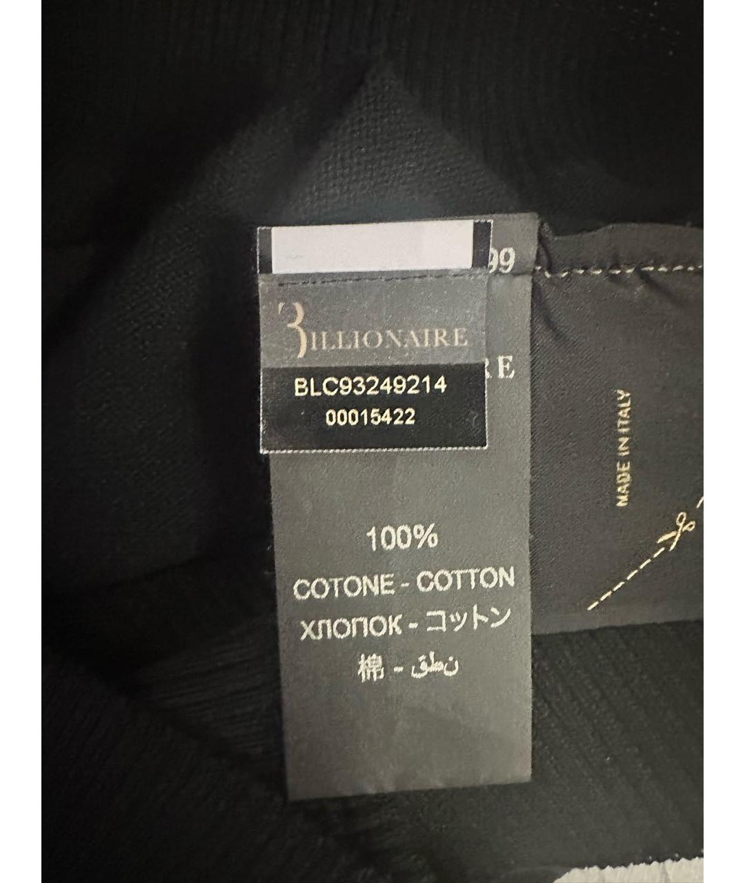 BILLIONAIRE Черное хлопковое поло с длинным рукавом, фото 5