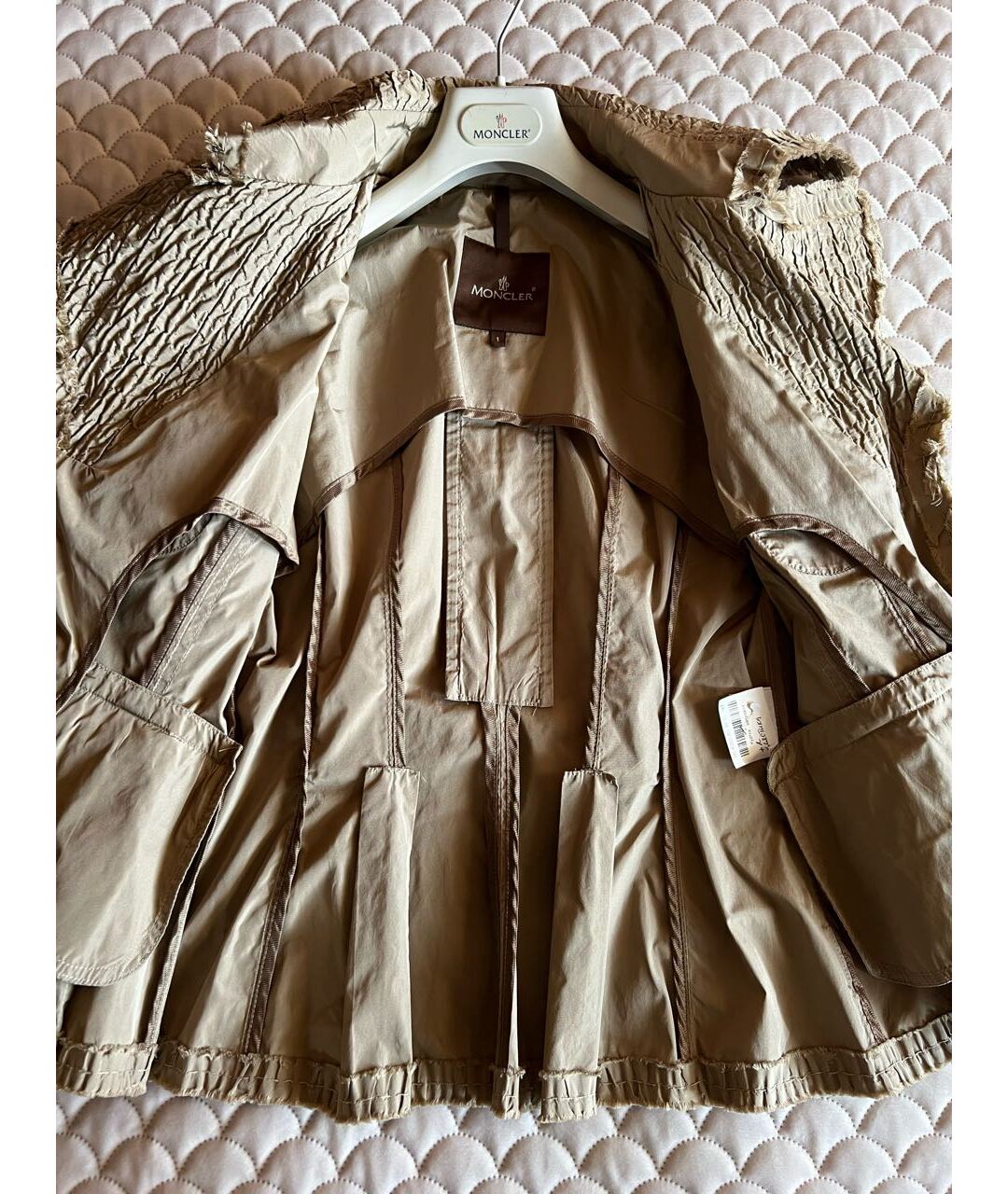 MONCLER Бежевый полиэстеровый тренч/плащ, фото 4