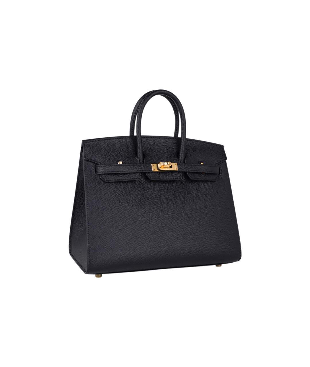 HERMES Черная кожаная сумка с короткими ручками, фото 3