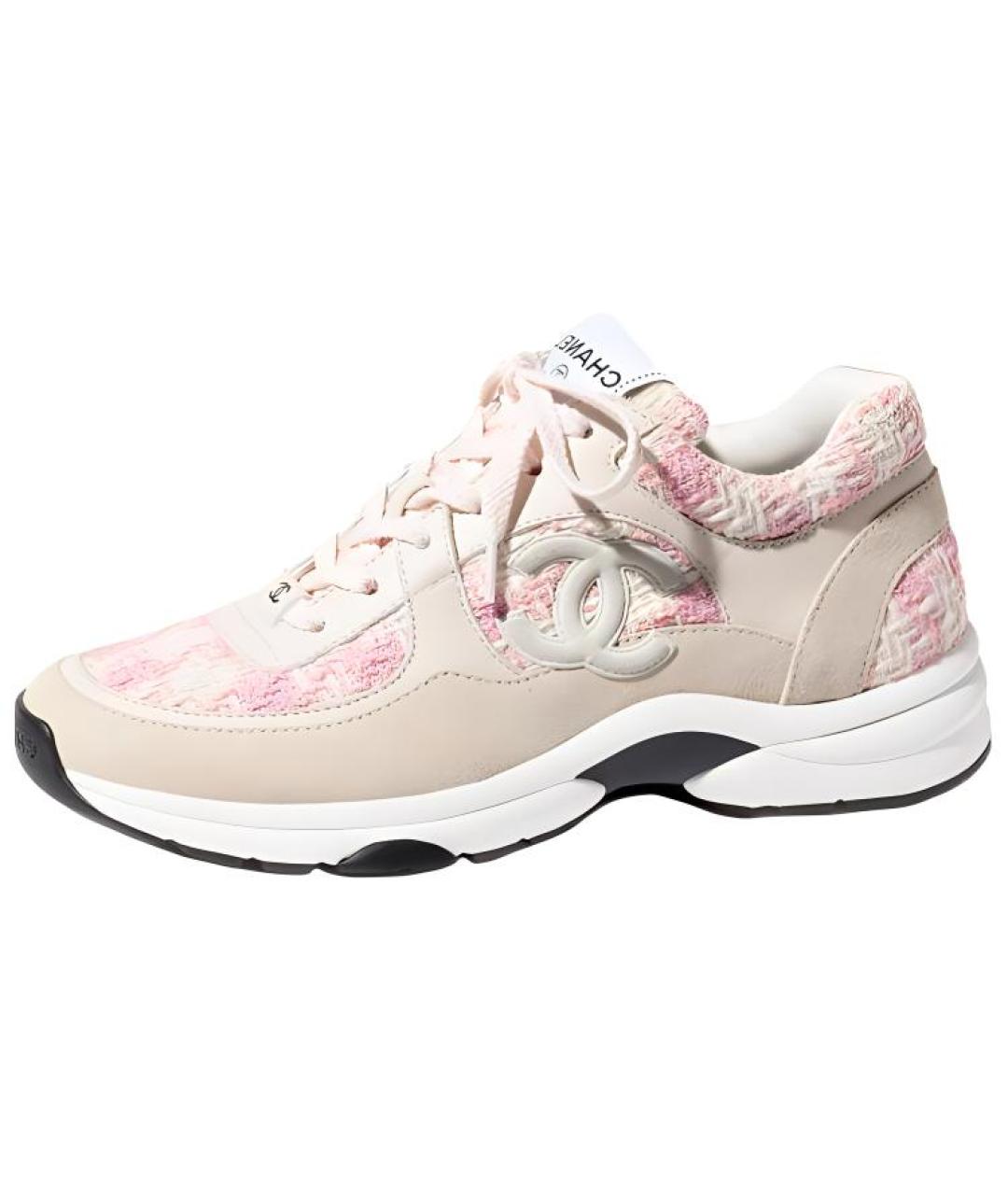 CHANEL Бежевые кожаные кроссовки, фото 2