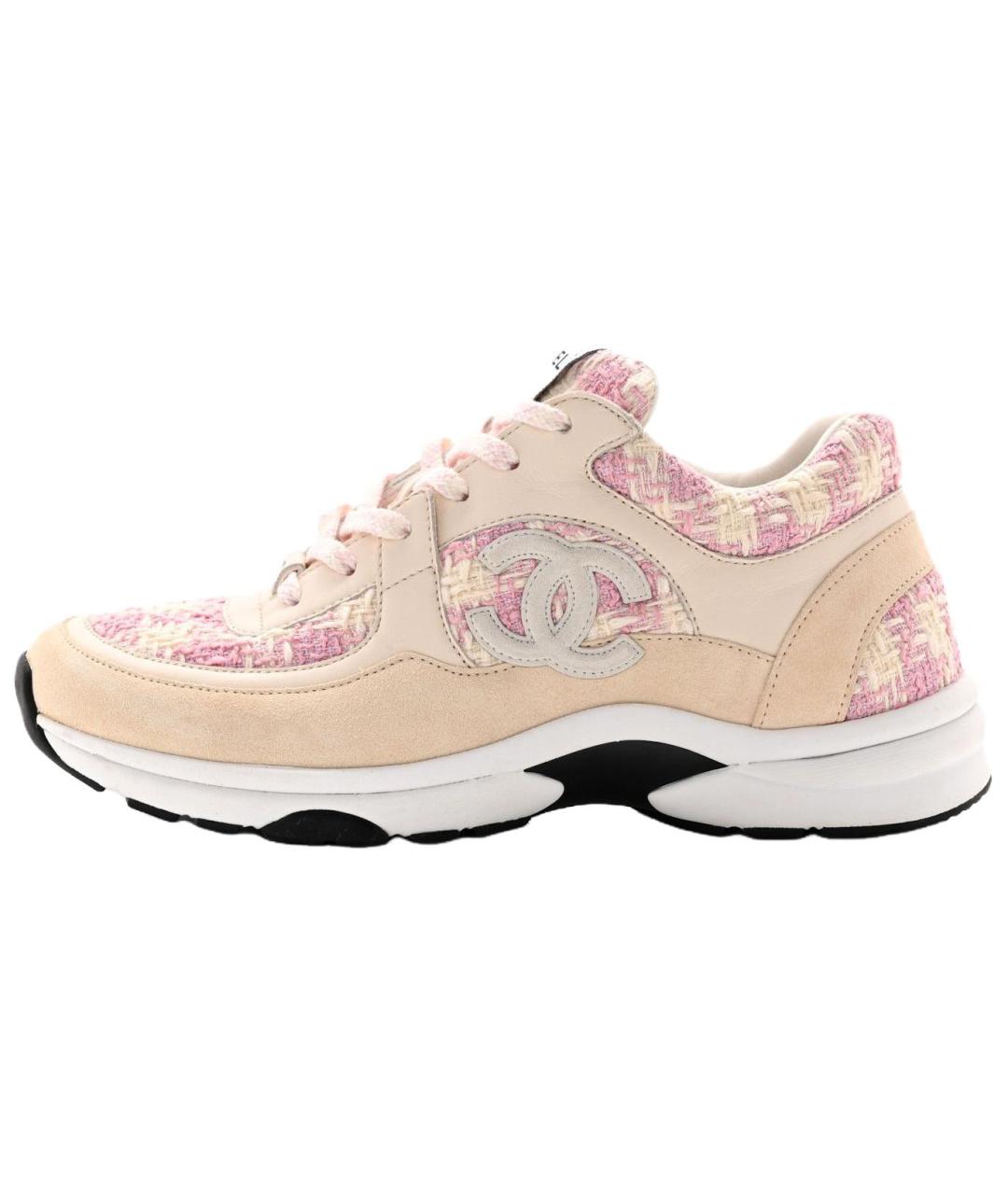 CHANEL Бежевые кожаные кроссовки, фото 7