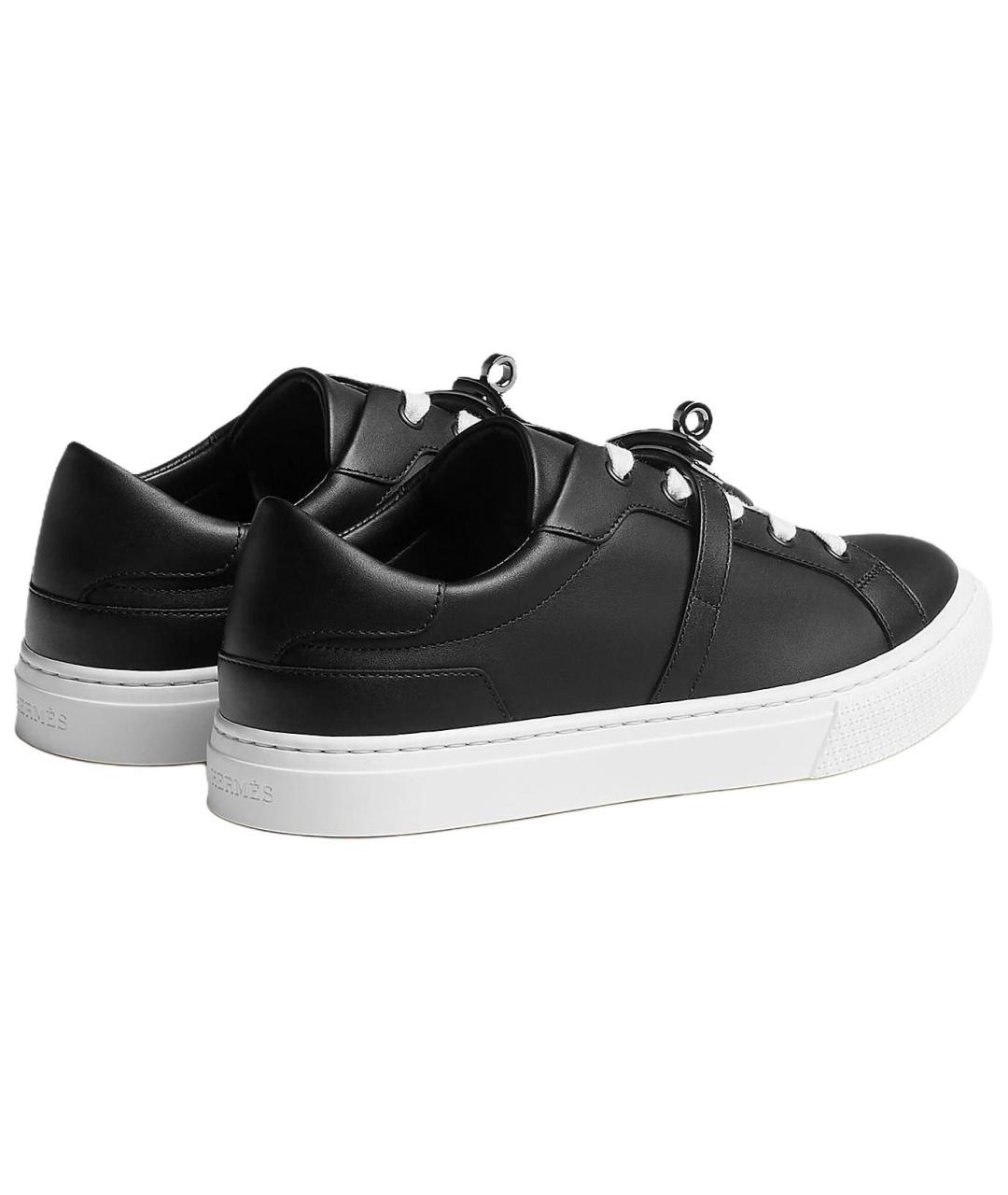 HERMES Черные кожаные кеды, фото 3