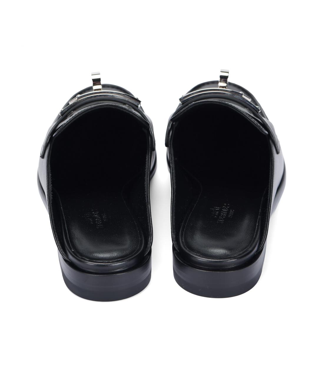 HERMES Черные кожаные мюли, фото 4