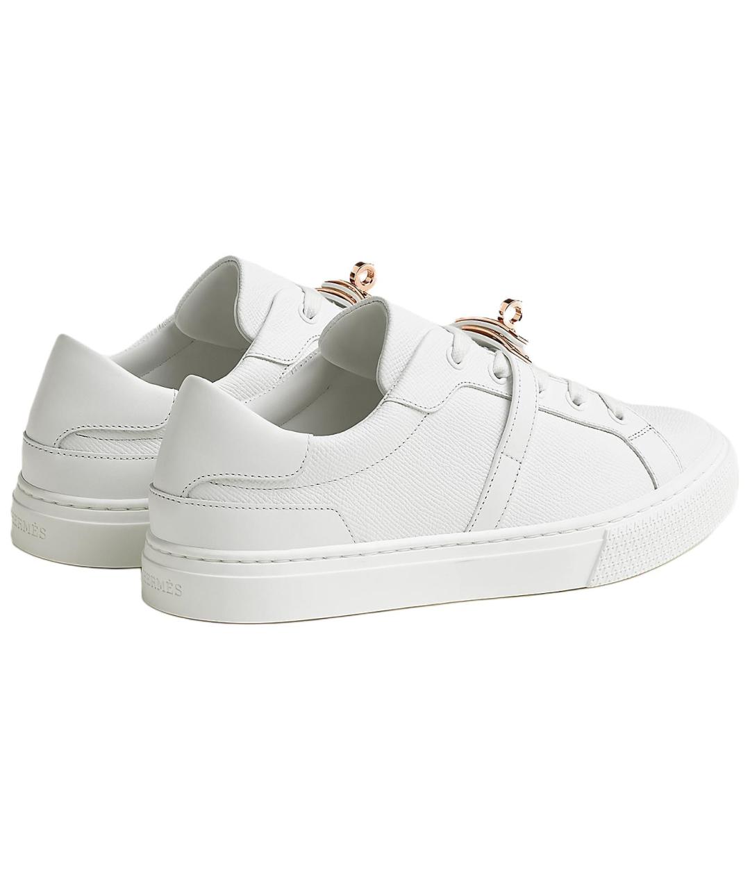 HERMES Белые кожаные кеды, фото 4