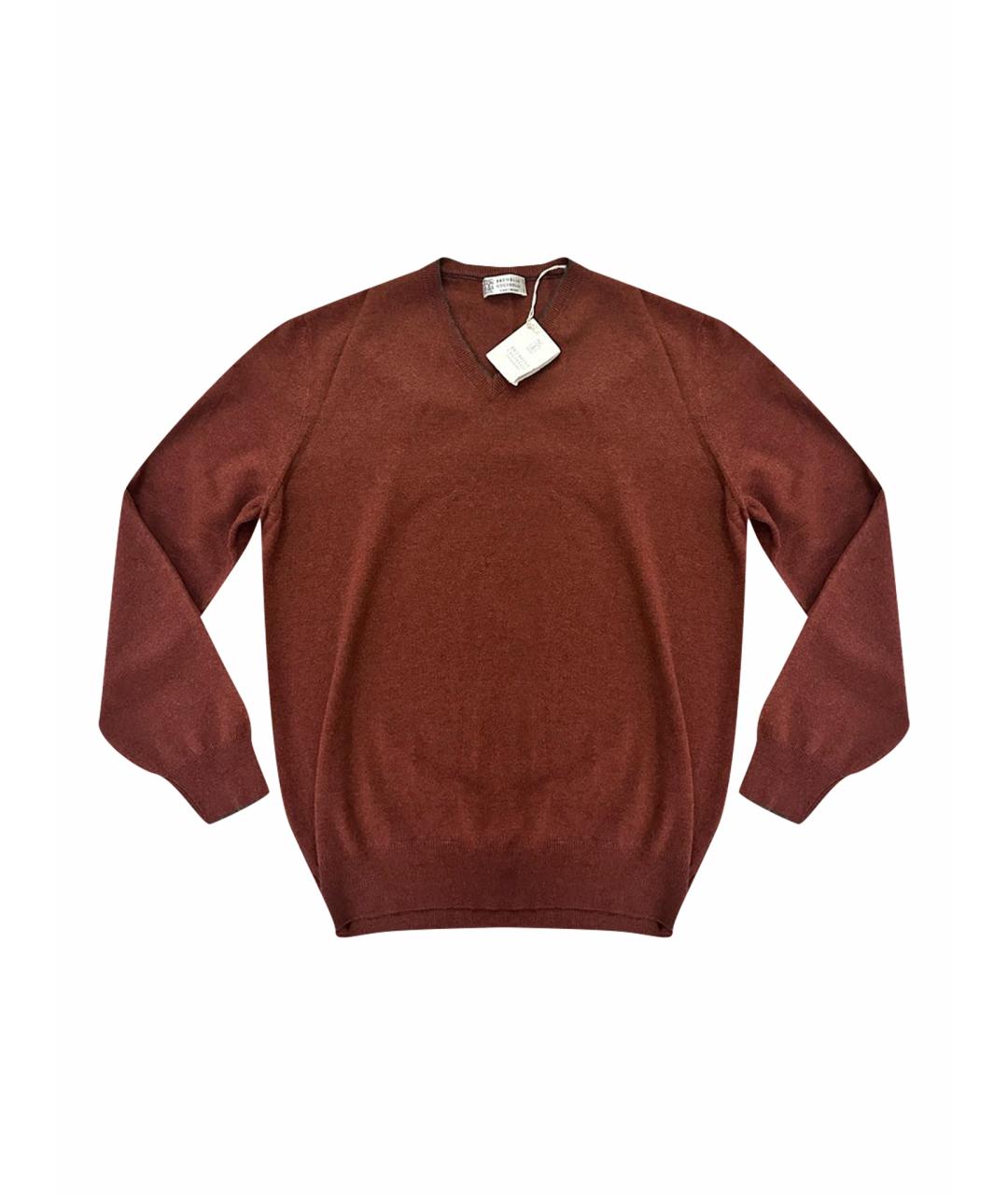 BRUNELLO CUCINELLI Коричневый кашемировый джемпер / свитер, фото 1