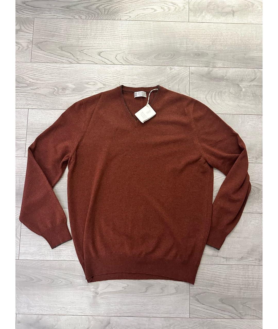 BRUNELLO CUCINELLI Коричневый кашемировый джемпер / свитер, фото 3