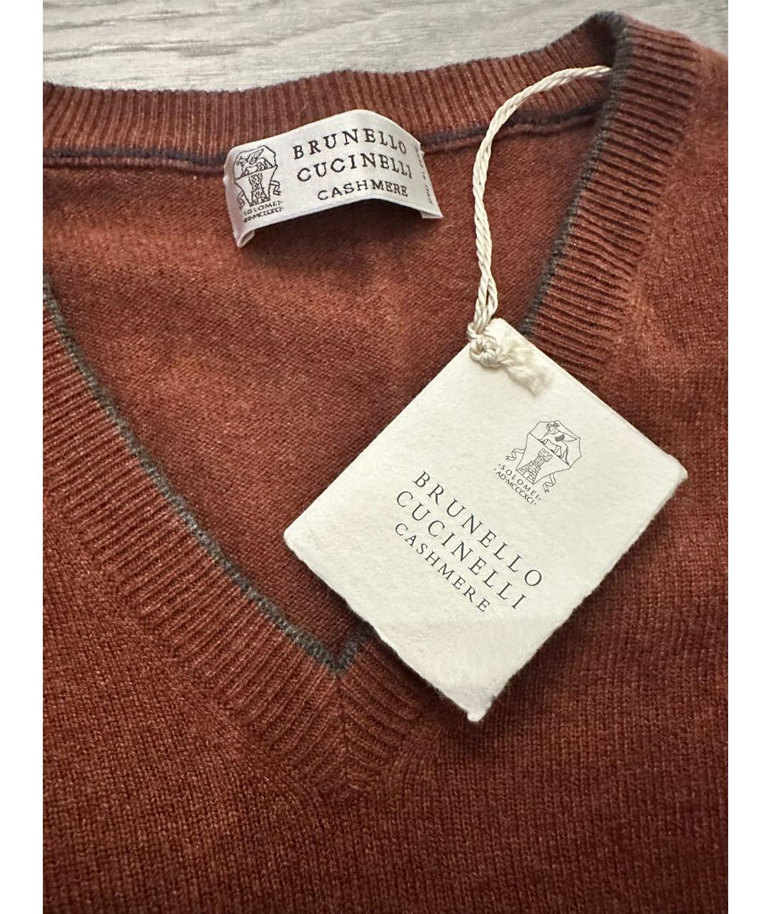 BRUNELLO CUCINELLI Коричневый кашемировый джемпер / свитер, фото 5