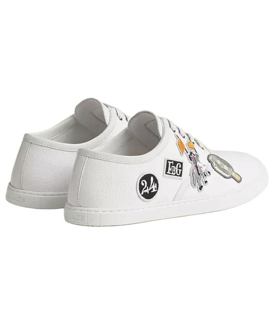 HERMES Белые текстильные кроссовки, фото 4