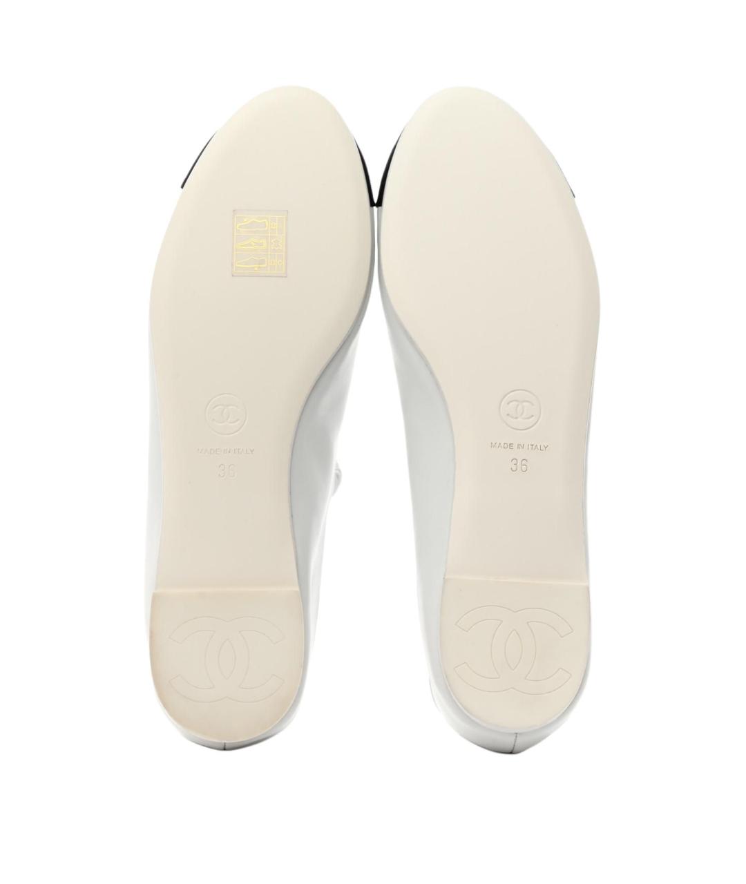 CHANEL Белые кожаные балетки, фото 5