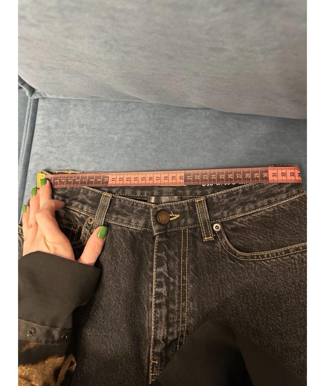 SAINT LAURENT Черные хлопковые прямые джинсы, фото 3