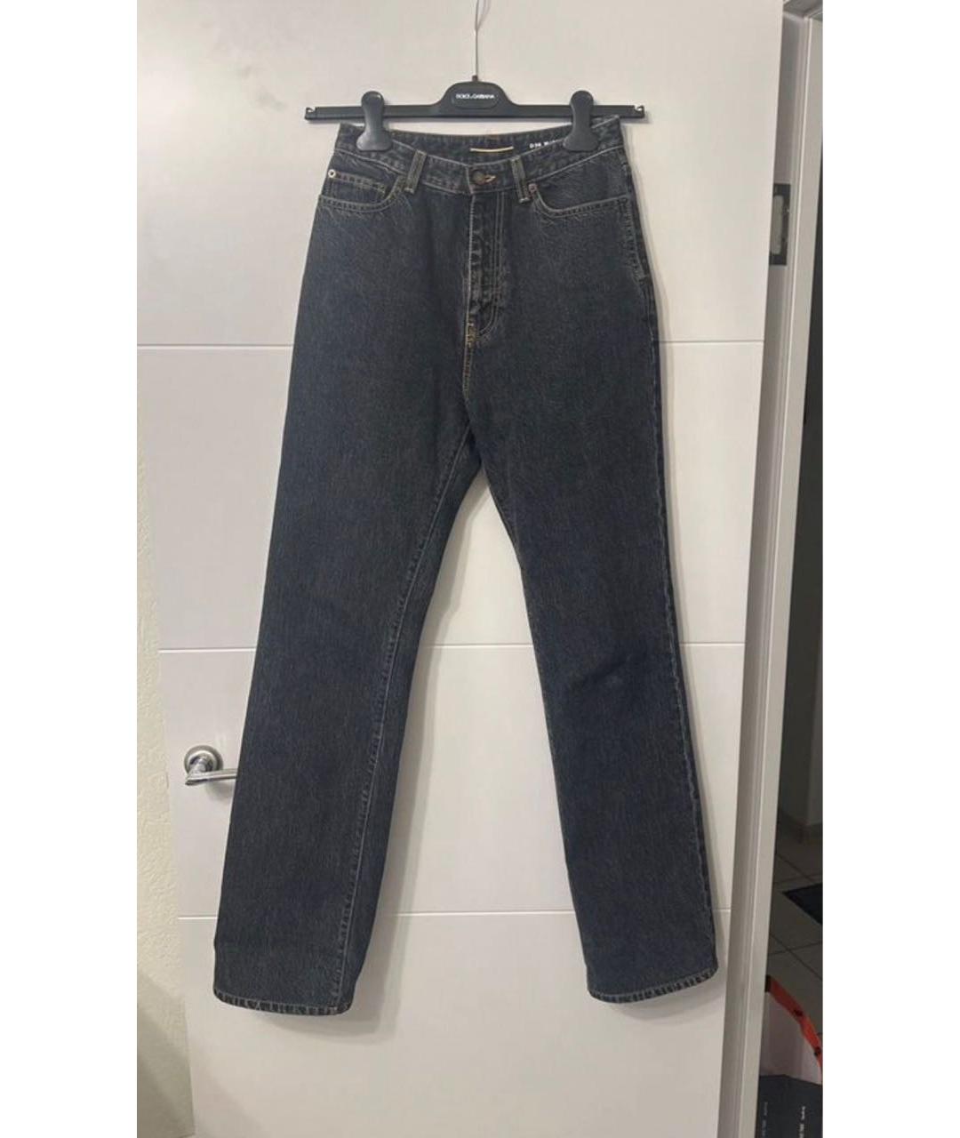 SAINT LAURENT Черные хлопковые прямые джинсы, фото 6