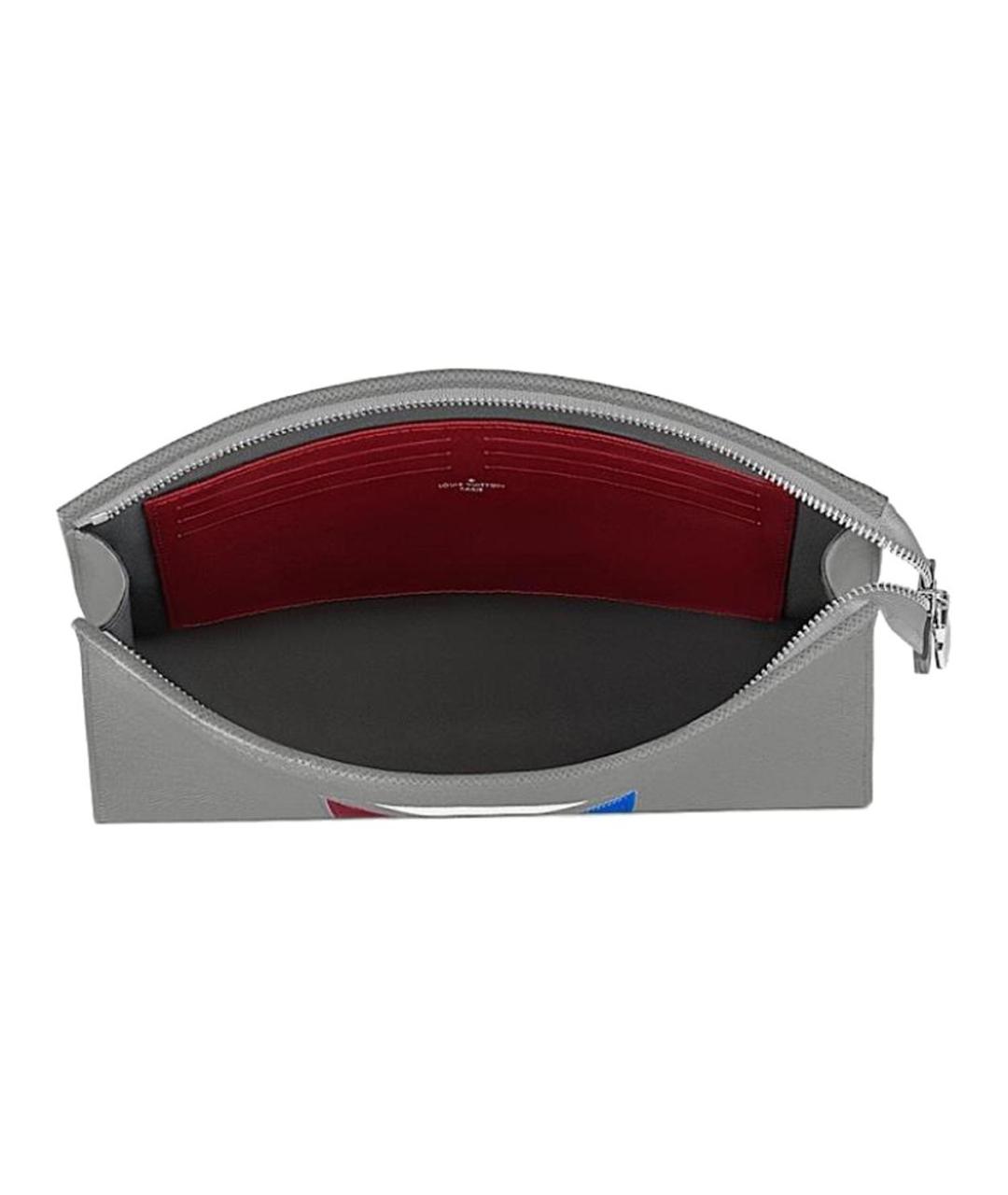 LOUIS VUITTON Серая кожаная папка для документов, фото 4