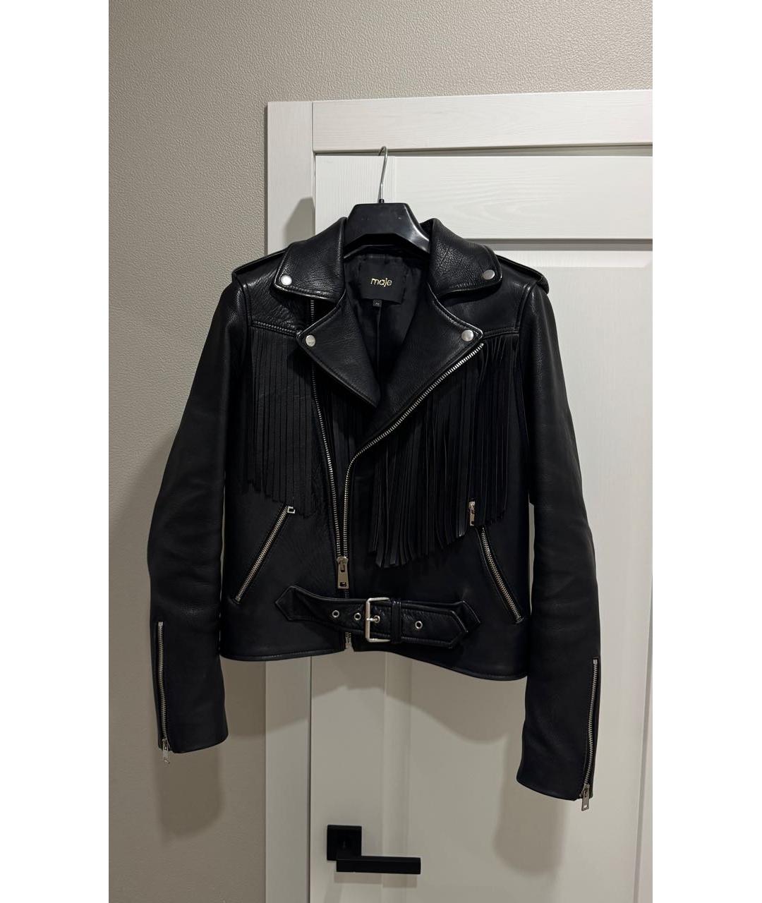 MAJE Черная кожаная куртка, фото 7