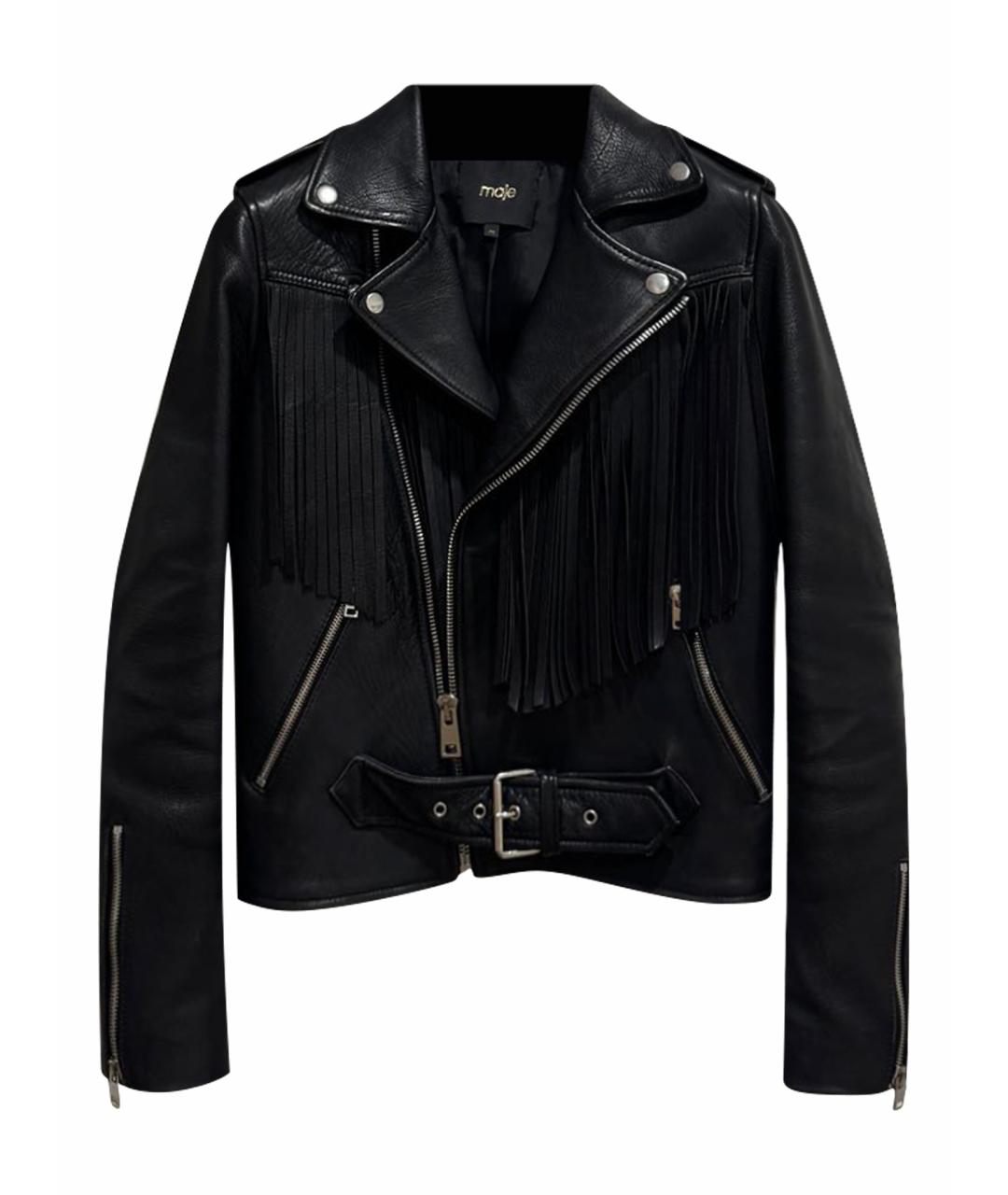 MAJE Черная кожаная куртка, фото 1
