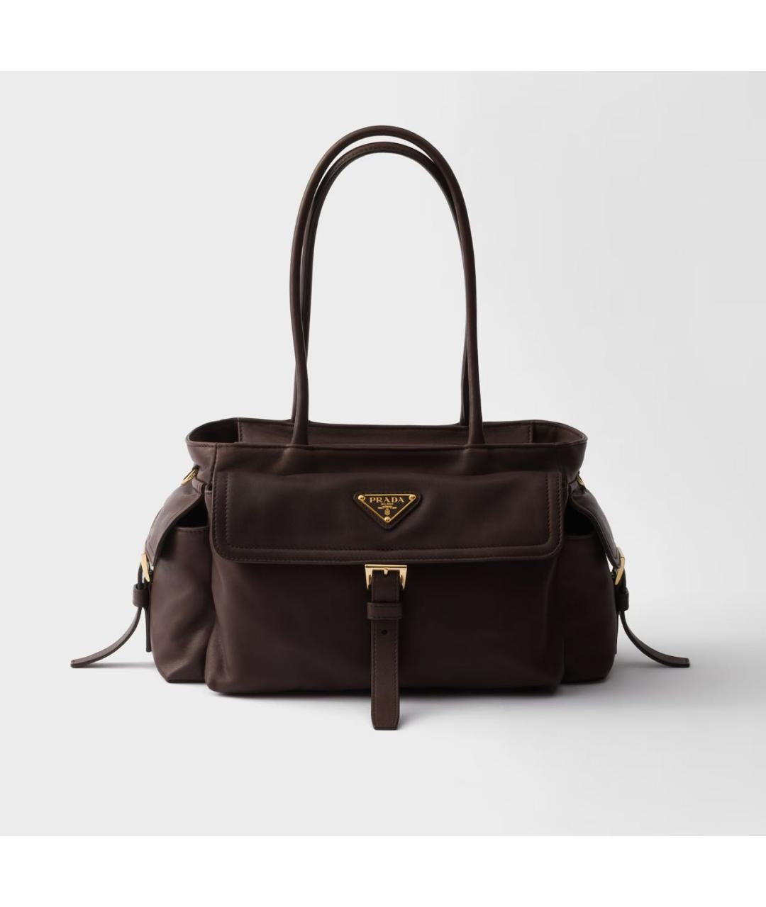 PRADA Коричневая кожаная сумка тоут, фото 7