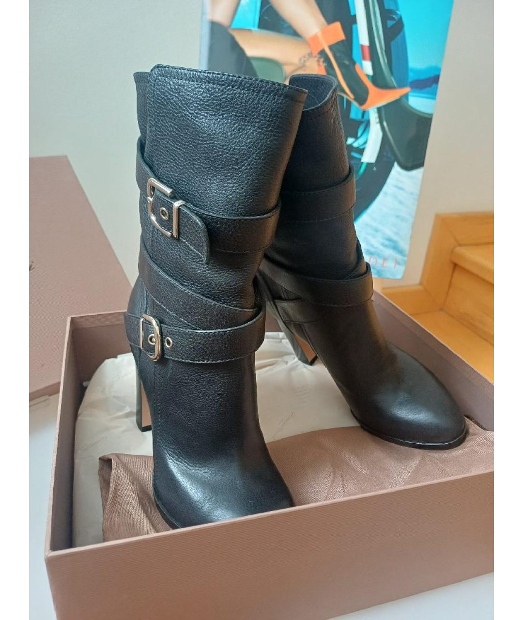 GIANVITO ROSSI Черные кожаные сапоги, фото 2